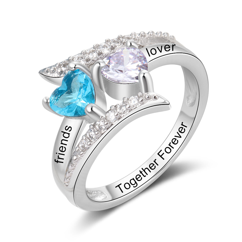 925 Sterling Silver Heart Birthstone Ring