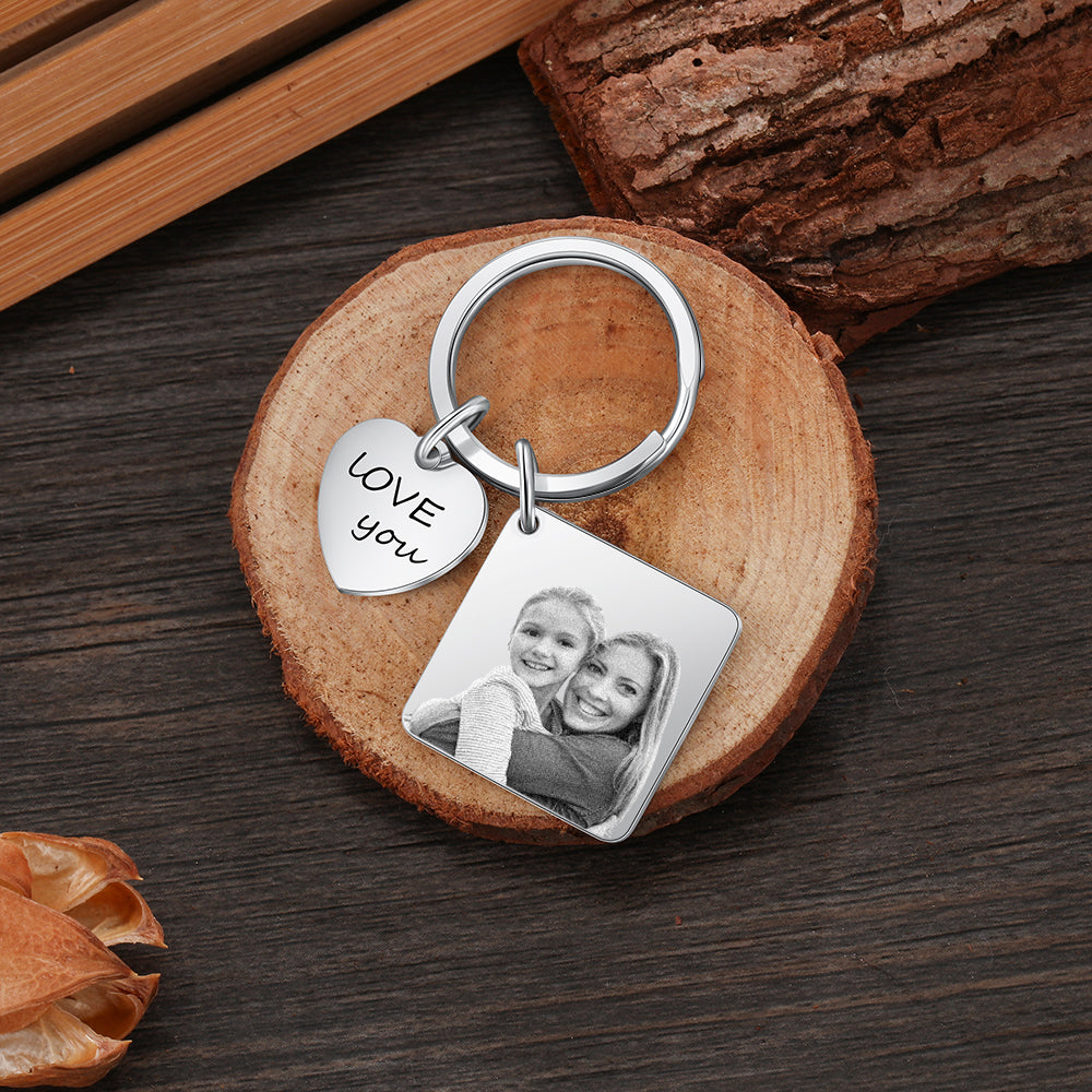 Engraved Stainless Steal Calendar Photo Keychain