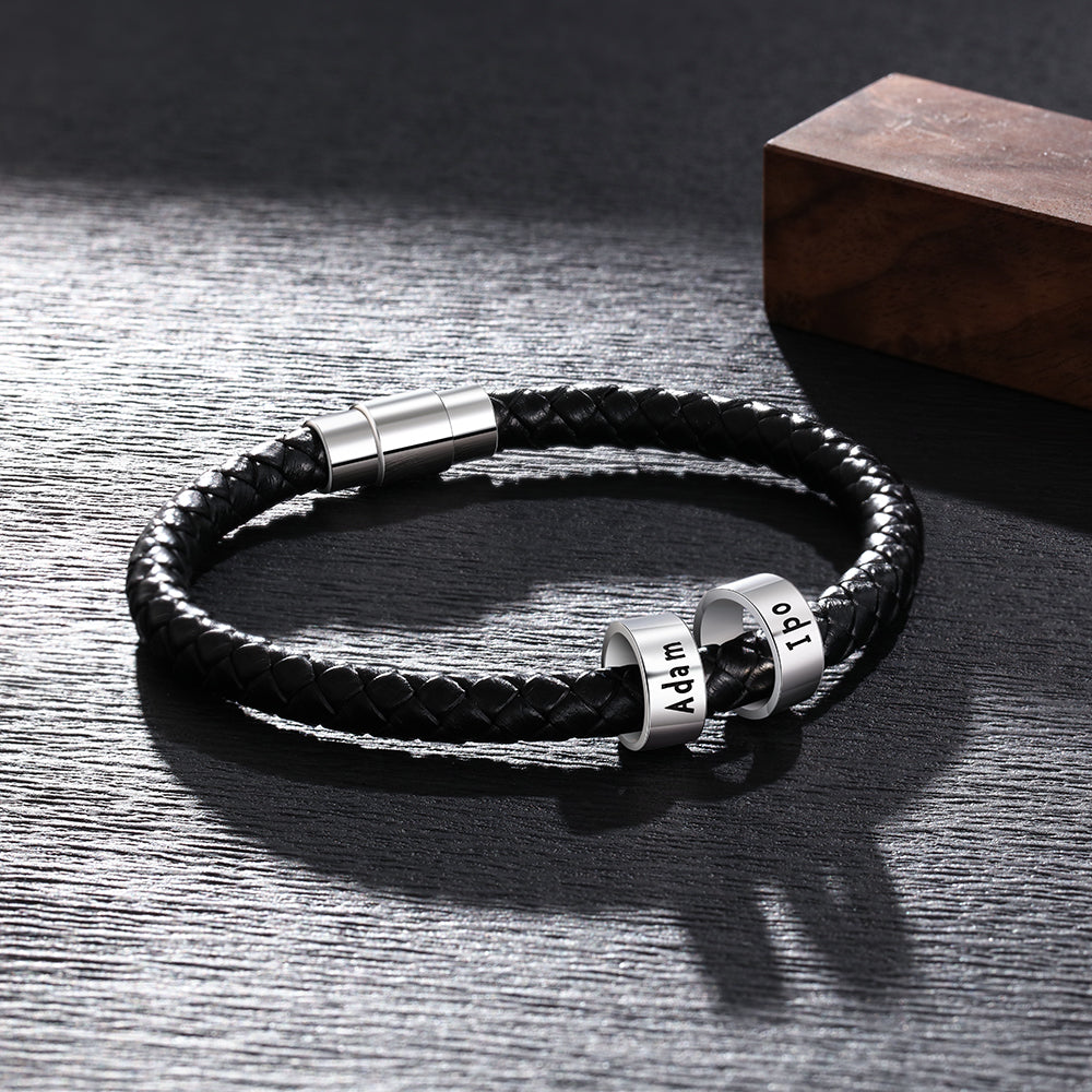 Custom Stainless Steel Leather Bracelets