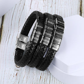 Custom Stainless Steel Leather Bracelet