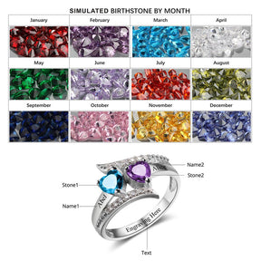 925 Sterling Silver Heart Birthstone Ring