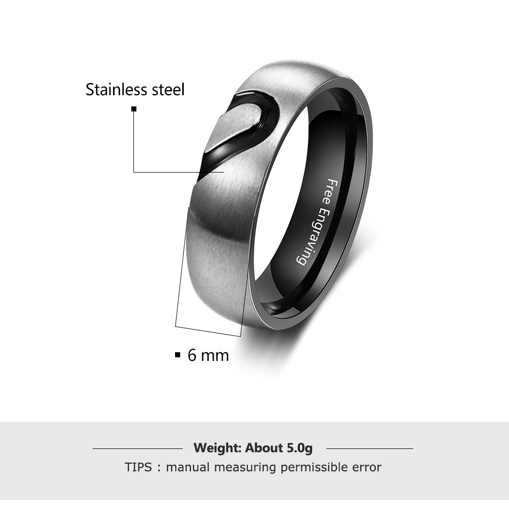 Personalized Stainless Steel Couple Ring