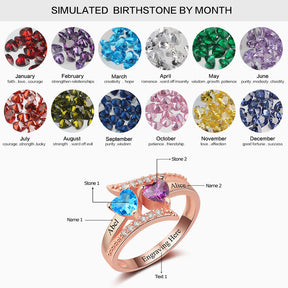 925 Sterling Silver Heart Birthstone Ring