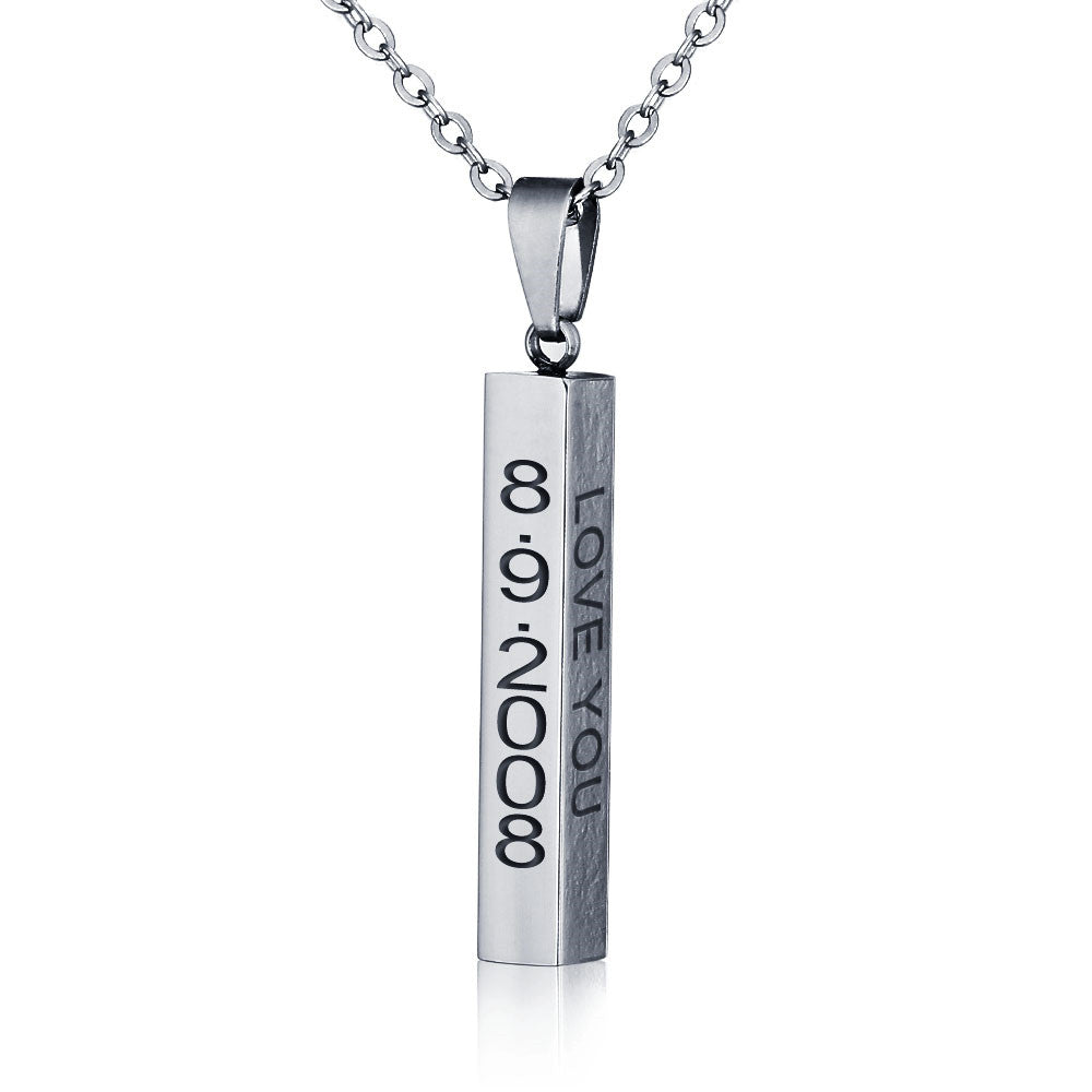 Personalized Stainless Steal Vertical Bar Necklace