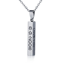 Personalized Stainless Steal Vertical Bar Necklace