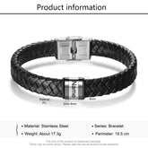 Custom Stainless Steel Leather Bracelet