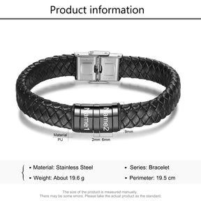 Custom Stainless Steel Leather Bracelet