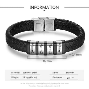 Custom Stainless Steel Leather Bracelet