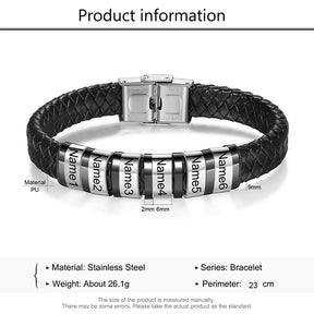 Custom Stainless Steel Leather Bracelet