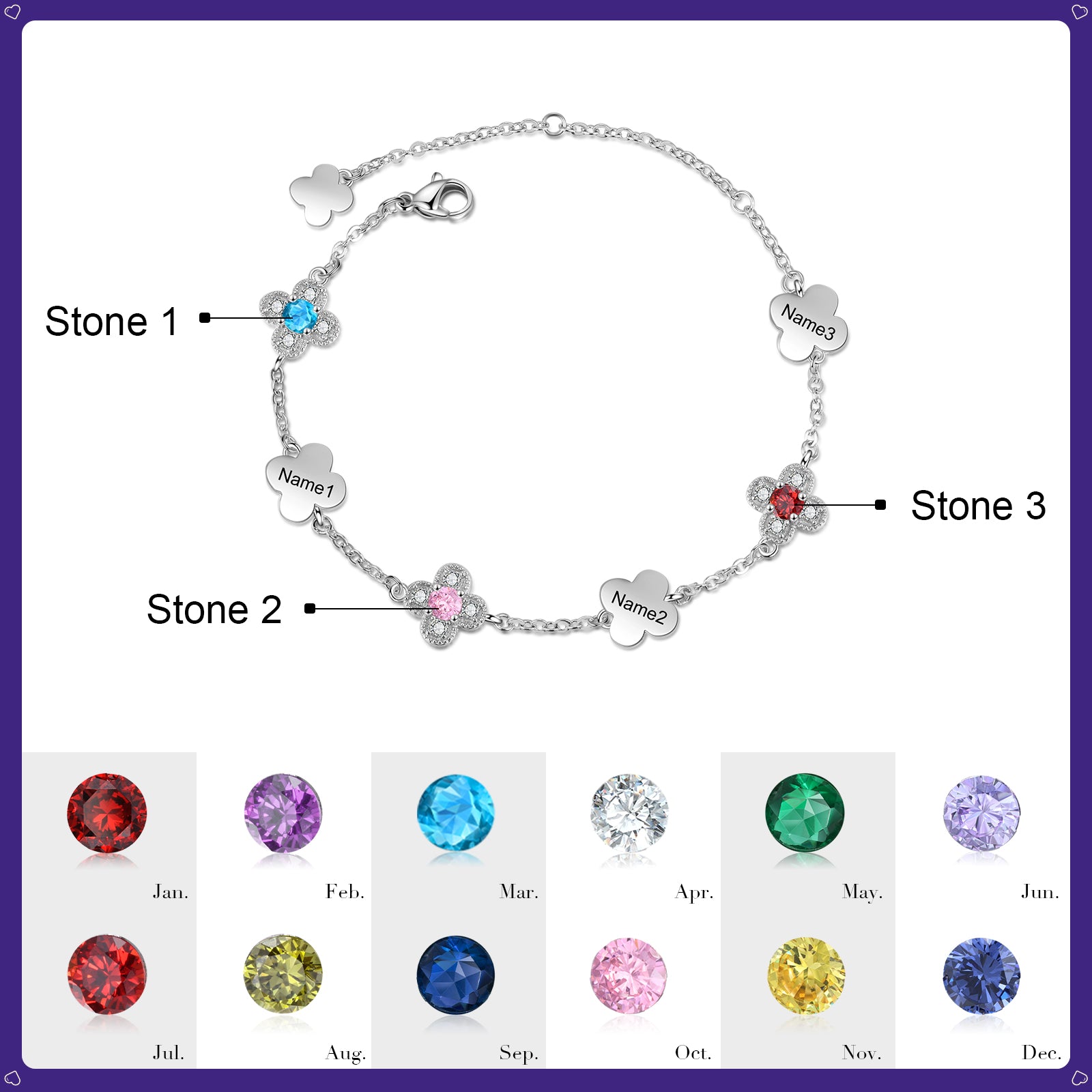 Birthstone Flower Bracelet