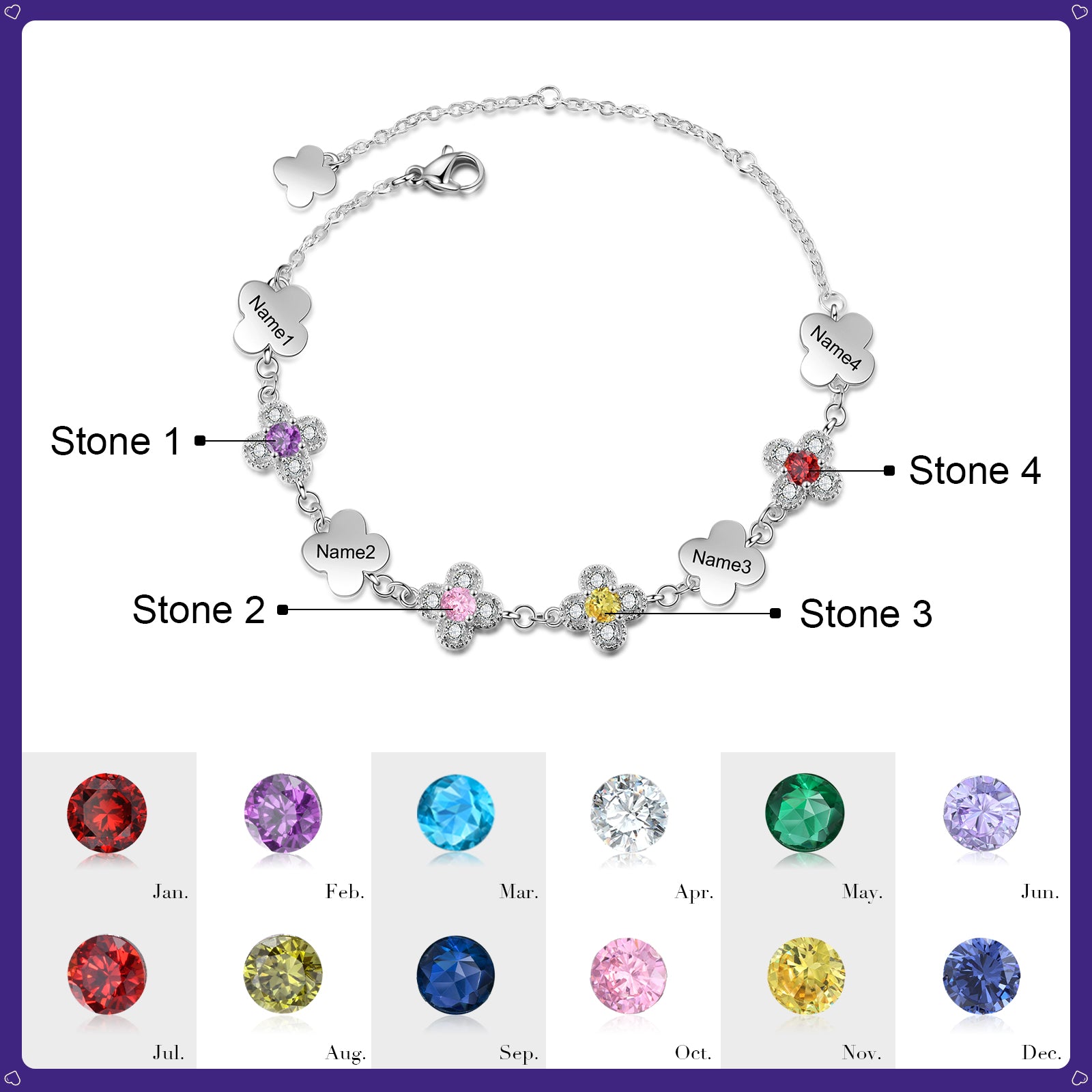 Birthstone Flower Bracelet