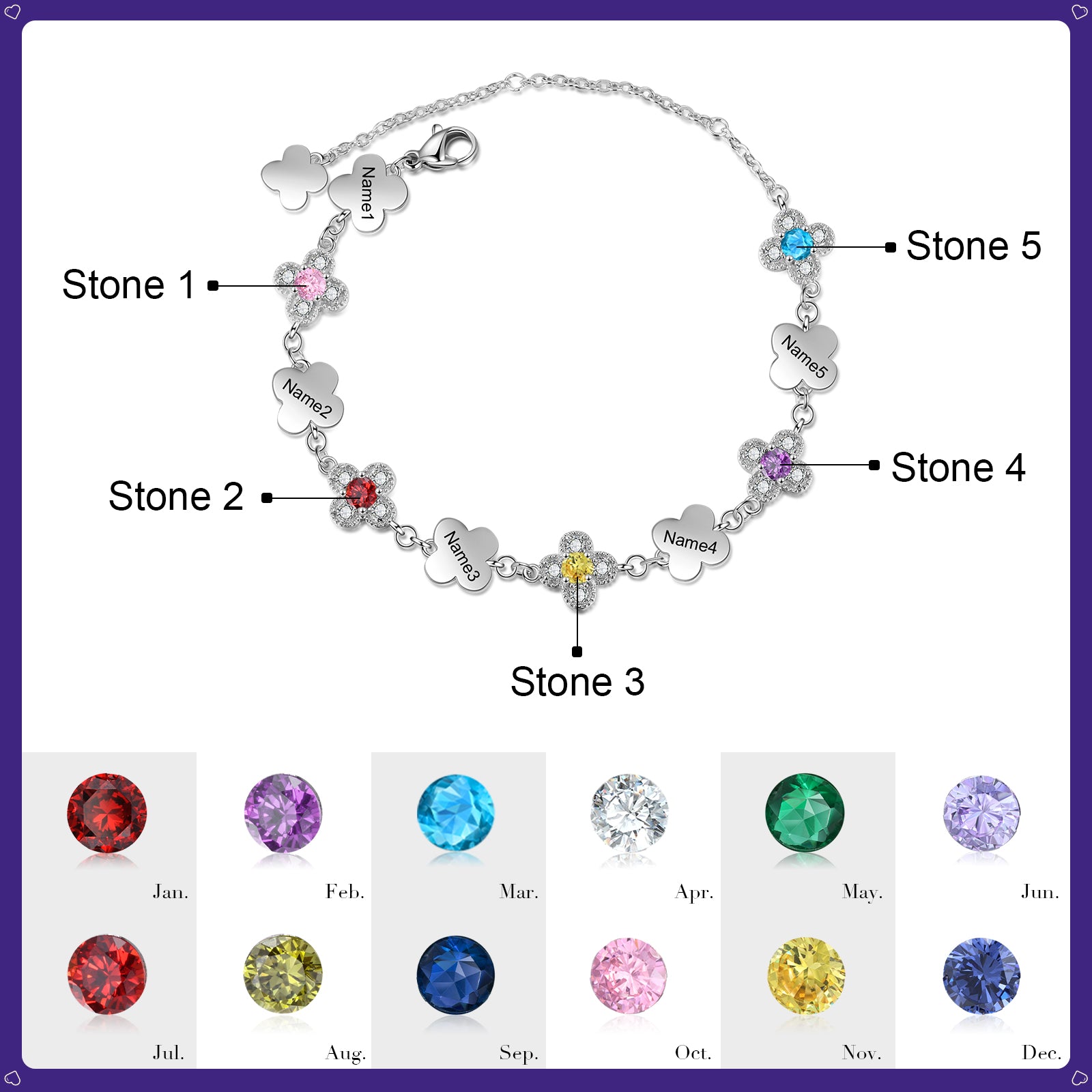 Birthstone Flower Bracelet