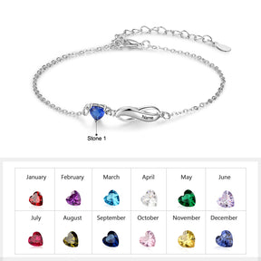 Rhodium Plated Birthstone Name Bracelet