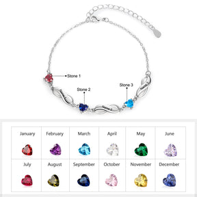 Rhodium Plated Birthstone Name Bracelet