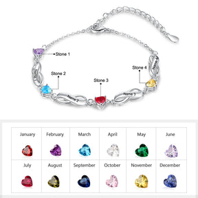 Rhodium Plated Birthstone Name Bracelet