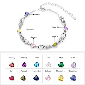 Rhodium Plated Birthstone Name Bracelet