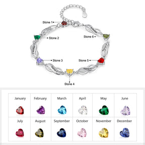 Rhodium Plated Birthstone Name Bracelet