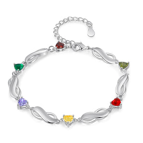 Rhodium Plated Birthstone Name Bracelet