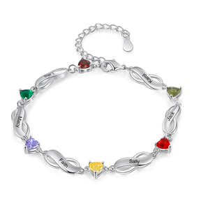 Rhodium Plated Birthstone Name Bracelet