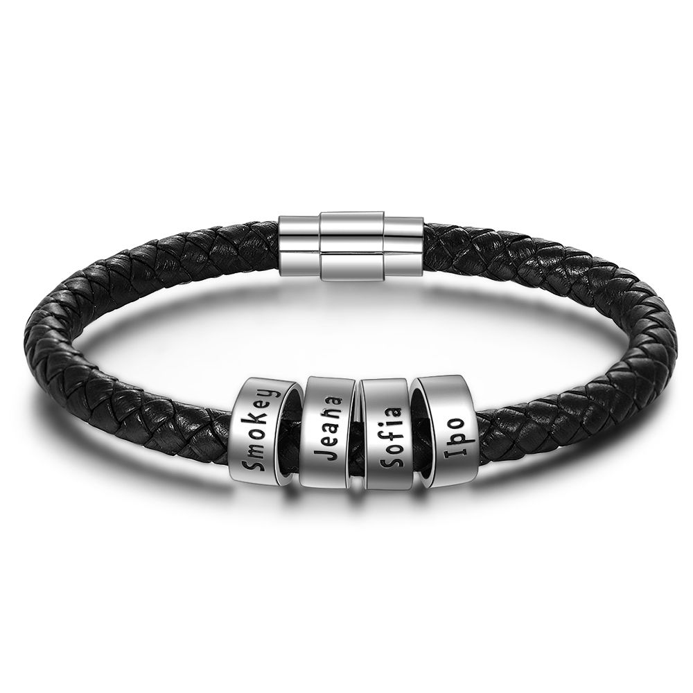 Custom Stainless Steel Leather Bracelets