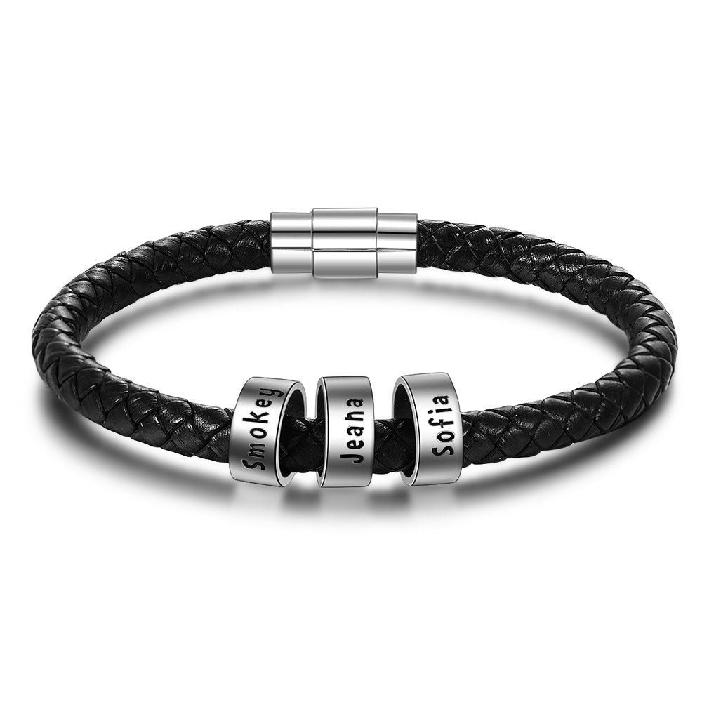 Custom Stainless Steel Leather Bracelets