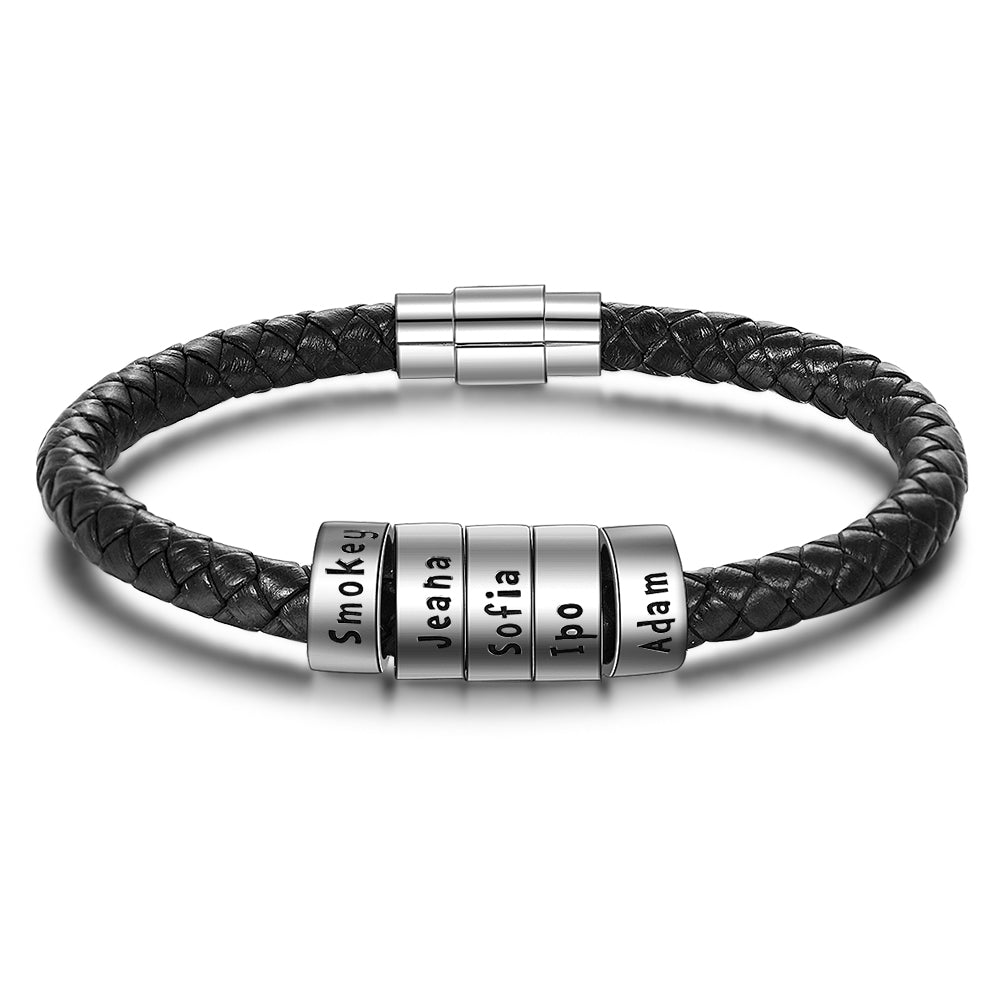 Custom Stainless Steel Leather Bracelets