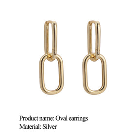 925 Sterling Silver Oval Earrings