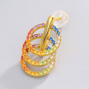 925 Sterling Silver Multilayered Circle Rainbow Earrings