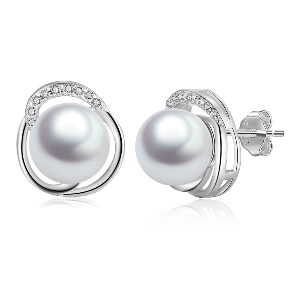 Fashion Rhodium Plated Pearl Earrings