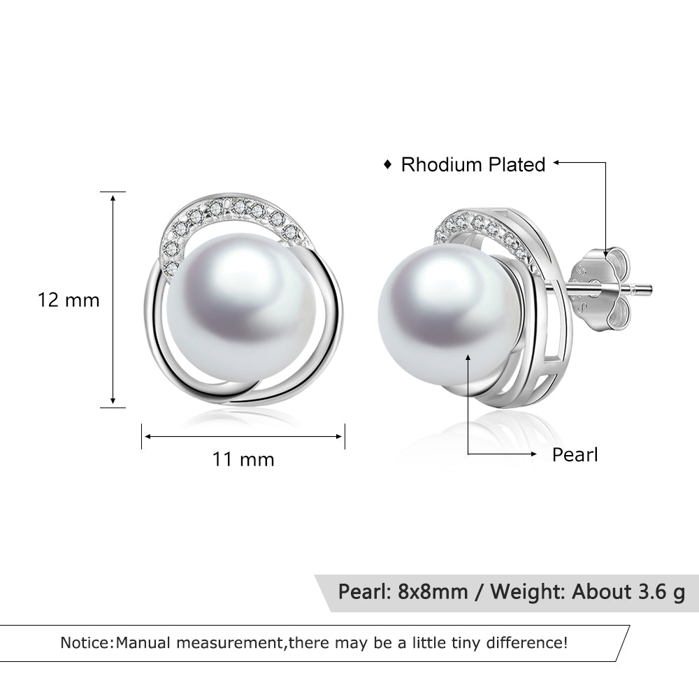 Fashion Rhodium Plated Pearl Earrings