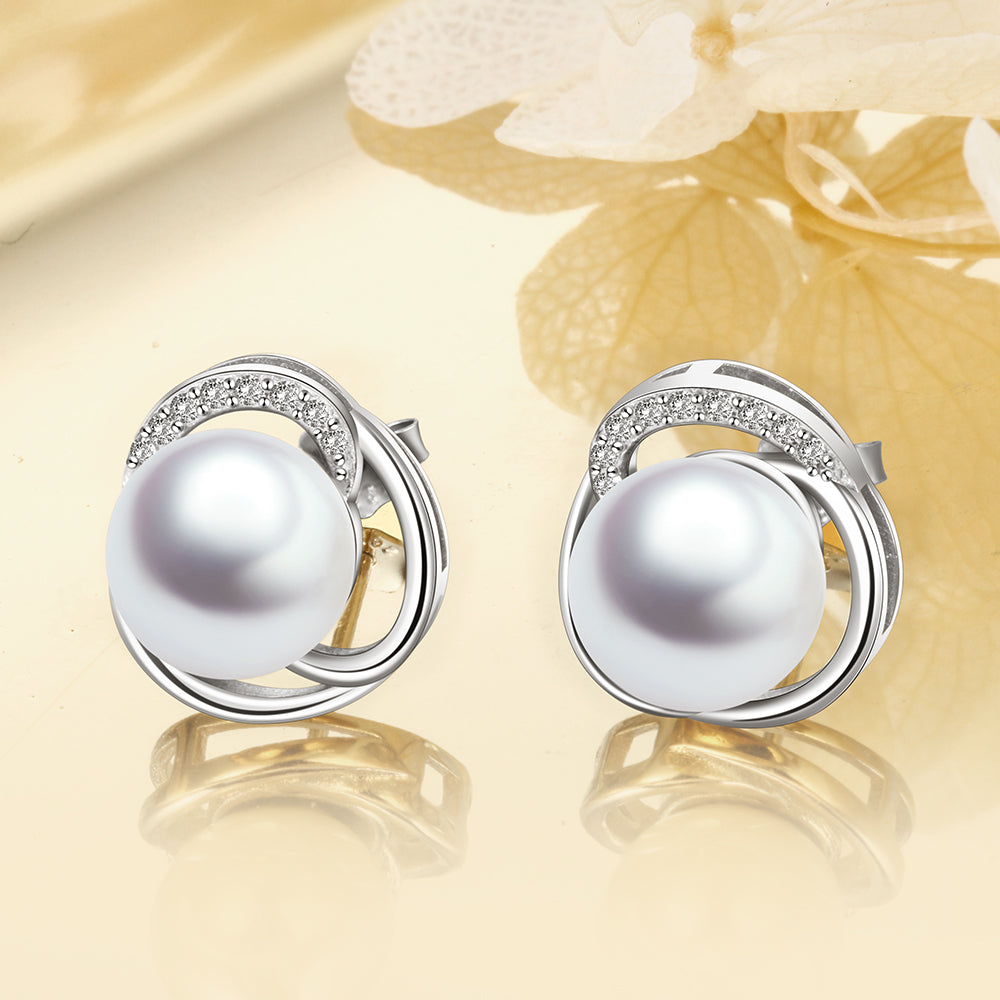 Fashion Rhodium Plated Pearl Earrings