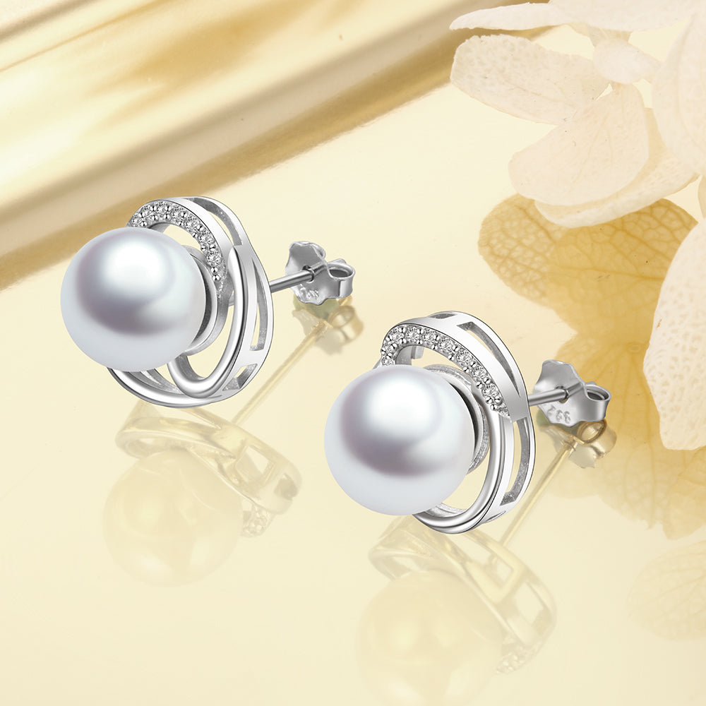 Fashion Rhodium Plated Pearl Earrings