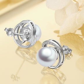 Fashion Rhodium Plated Pearl Earrings