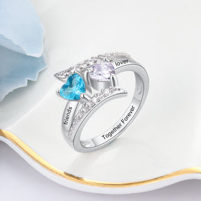 925 Sterling Silver Heart Birthstone Ring