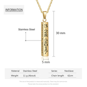 Personalized Stainless Steal Vertical Bar Necklace