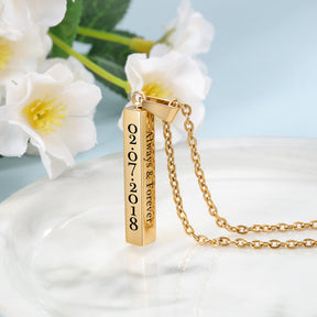 Personalized Stainless Steal Vertical Bar Necklace