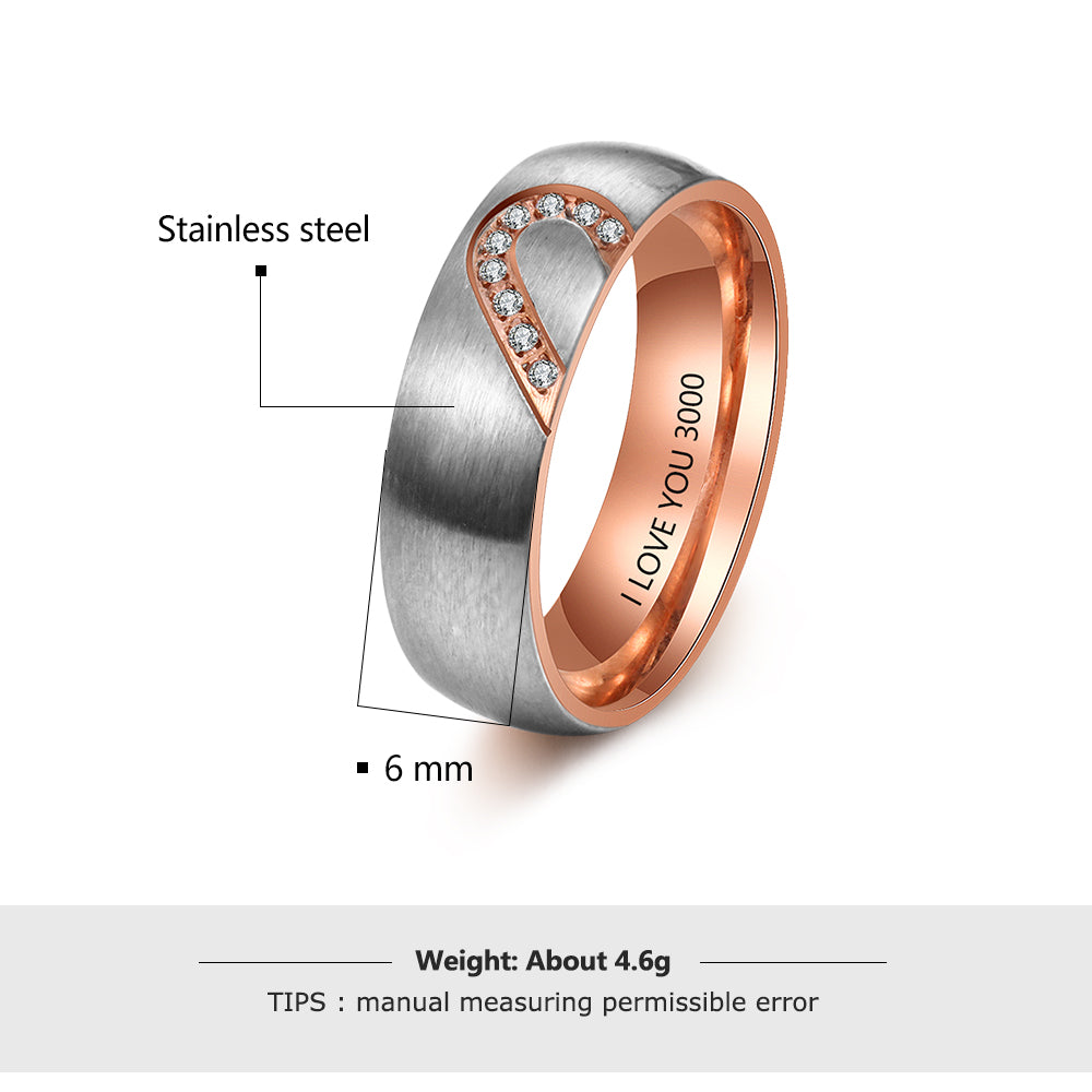 Personalized Stainless Steel Couple Ring