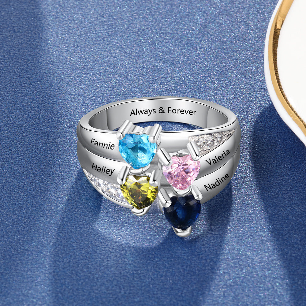 S925 Birthstone Rings with Personalized Names